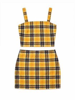 Yellow Plaid Two-Piece Skirt Set (Clueless Inspired / Halloween), Size XS
